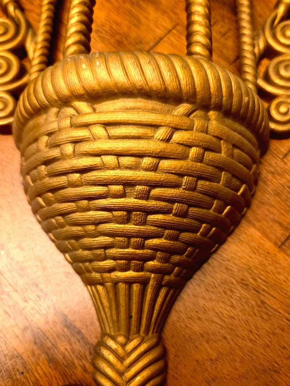 Vintage 1972 Burwood #1628 Gold Wall Pocket Hollywood Regency MCM Wall Decor